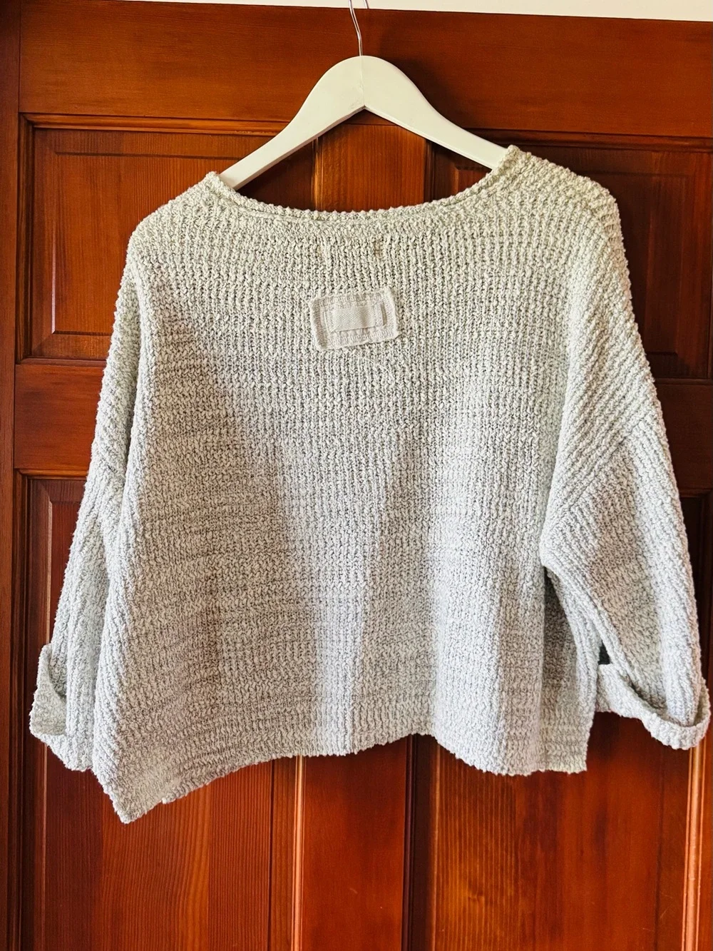 Zenana Outfitters Heather Gray Cozy V-Neck Textured Sweater